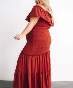 JH Dresses Amalfi Smocked Maxi Dress | Rust