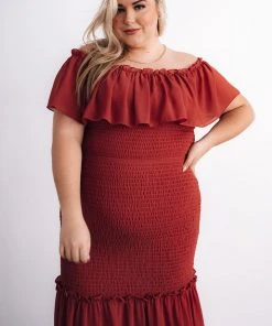 JH Dresses Amalfi Smocked Maxi Dress | Rust