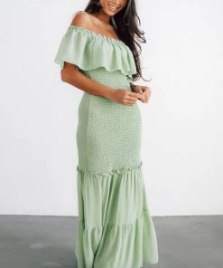 JH Dresses Amalfi Smocked Maxi Dress | Sage