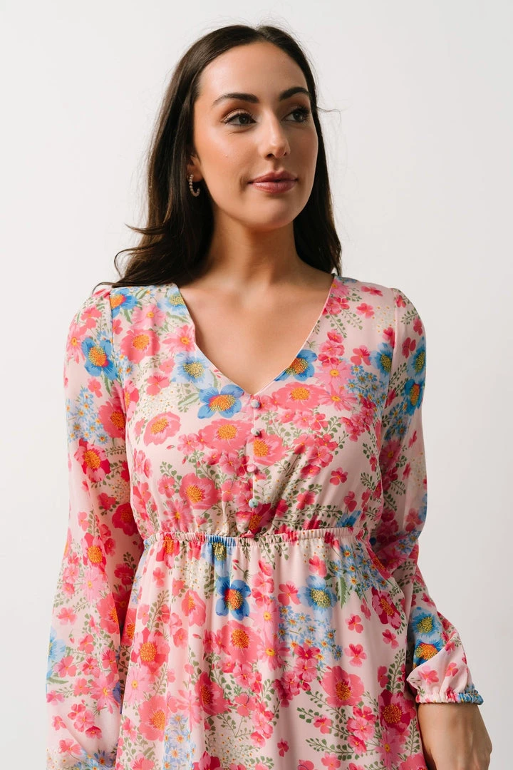 SL Amaretto Midi Dress | Pink + Blue Floral Dresses 2 SL Amaretto Midi Dress | Pink + Blue Floral Dresses