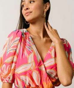 FT Amber Romper | Hot Pink Print Dresses