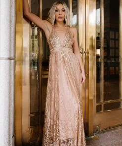 RR Anastasia Gown | Gold Sequin