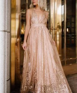 RR Anastasia Gown | Gold Sequin