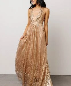 RR Anastasia Gown | Gold Sequin