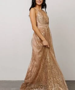 RR Anastasia Gown | Gold Sequin