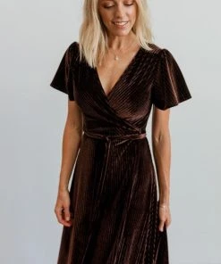 BB Custom Andi Ribbed Velvet Wrap Dress | Black Orchid Dresses