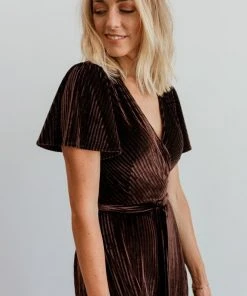 BB Custom Andi Ribbed Velvet Wrap Dress | Black Orchid Dresses