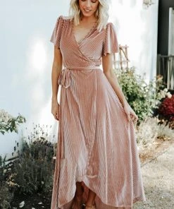 BB Custom Andi Ribbed Velvet Wrap Dress | Champagne Dresses