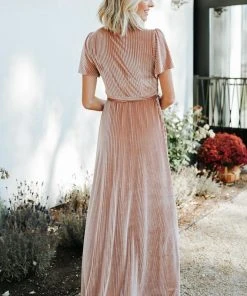 BB Custom Andi Ribbed Velvet Wrap Dress | Champagne Dresses