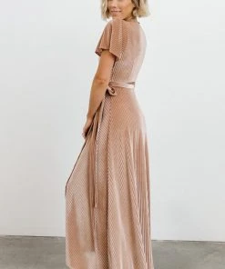 BB Custom Andi Ribbed Velvet Wrap Dress | Champagne Dresses
