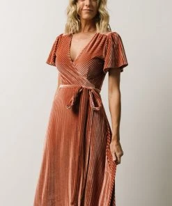 BB Custom Andi Ribbed Velvet Wrap Dress | Cherry Blossom