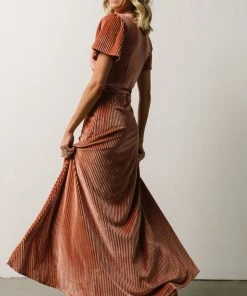 BB Custom Andi Ribbed Velvet Wrap Dress | Cherry Blossom