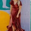 BB Custom Andi Ribbed Velvet Wrap Dress | Dark Rose