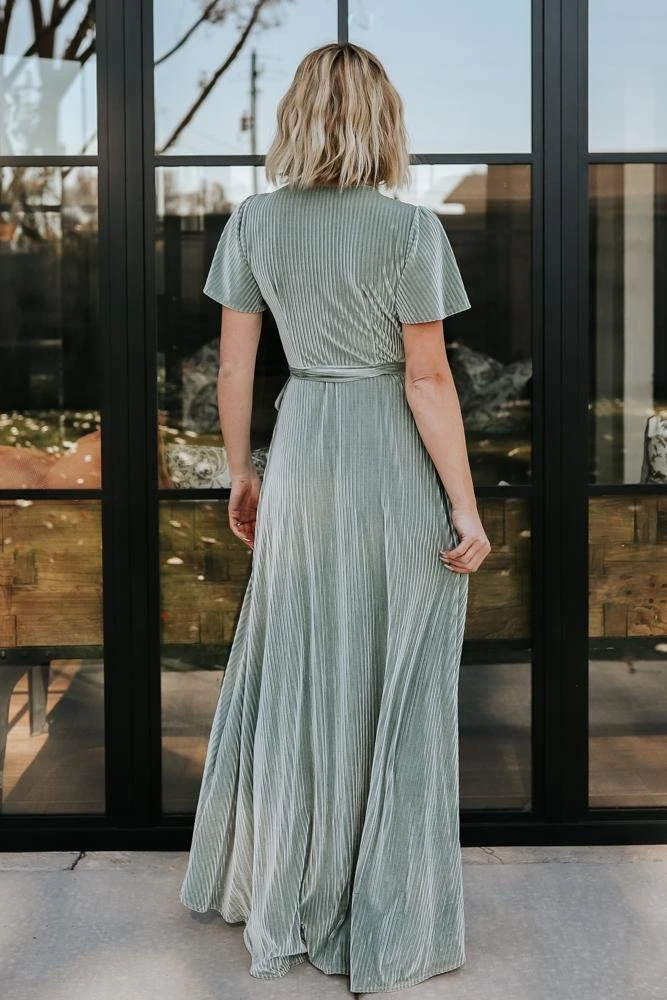 BB Custom Andi Ribbed Velvet Wrap Dress | Dusty Sage 3 BB Custom Andi Ribbed Velvet Wrap Dress | Dusty Sage