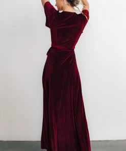BB Custom Andi Ribbed Velvet Wrap Dress | Mulberry