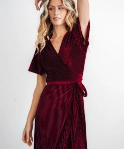 BB Custom Andi Ribbed Velvet Wrap Dress | Mulberry