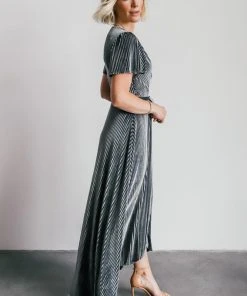 BB Custom Andi Ribbed Velvet Wrap Dress | Pewter Dresses