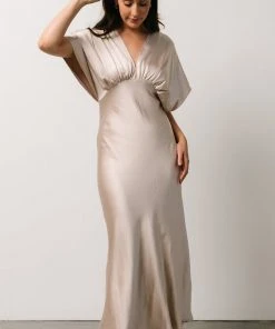 DF Anita Satin Dress | Champagne