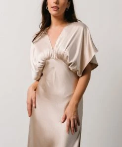 DF Anita Satin Dress | Champagne