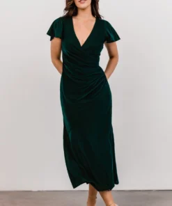 BB Custom Shop All Anne Ruched Velvet Midi Dress | Deep Topaz
