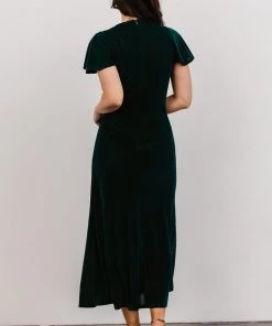 BB Custom Shop All Anne Ruched Velvet Midi Dress | Deep Topaz