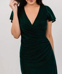 BB Custom Shop All Anne Ruched Velvet Midi Dress | Deep Topaz