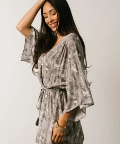 DF Anya Palm Leaf Romper | Charcoal Boho
