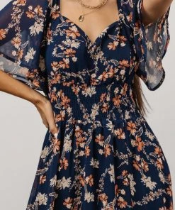 BB Custom Dresses April Sweetheart Maxi Dress | Dark Blue Floral
