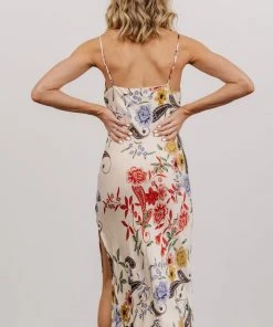 DF Arabella Cowl Neck Midi Dress | Ivory Multi Floral Dresses