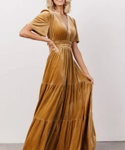 RR Dresses Artemis Velvet Maxi Dress | French Gold