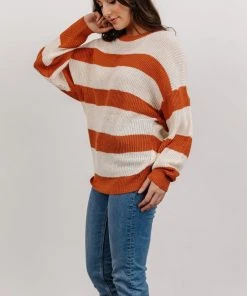 HAY Tops Ashtyn Stripe Sweater | Rust