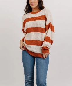 HAY Tops Ashtyn Stripe Sweater | Rust