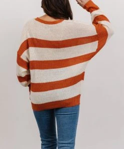 HAY Tops Ashtyn Stripe Sweater | Rust