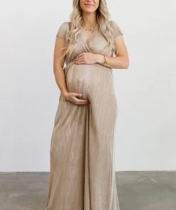 BB Custom Dresses Athena Pleated Maxi Dress | Gold