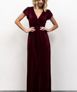 BB Custom Athena Pleated Maxi Dress | Mulberry