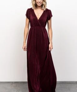BB Custom Athena Pleated Maxi Dress | Mulberry