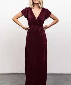 BB Custom Athena Pleated Maxi Dress | Mulberry