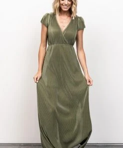 BB Custom Dresses Athena Pleated Maxi Dress | Sage
