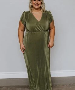 BB Custom Dresses Athena Pleated Maxi Dress | Sage
