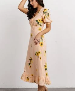 SL Dresses Avalon Front Tie Dress | Peach Floral