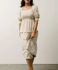 SL Avery Tiered Midi Dress | Natural