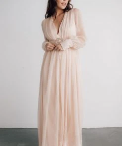 Soi Dresses Azariah Shimmer Maxi Dress | Champagne