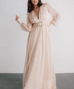 Soi Dresses Azariah Shimmer Maxi Dress | Champagne