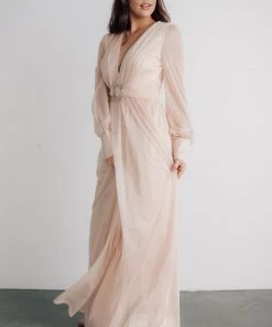 Soi Dresses Azariah Shimmer Maxi Dress | Champagne