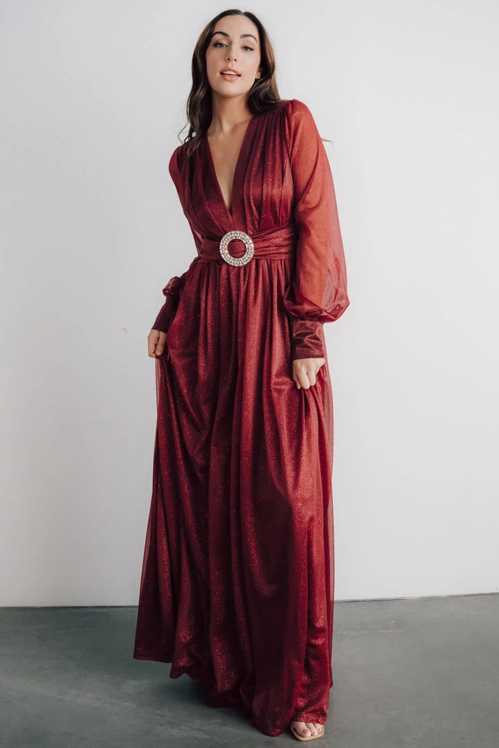 Soi Dresses Azariah Shimmer Maxi Dress | Wine 2 Soi Dresses Azariah Shimmer Maxi Dress | Wine