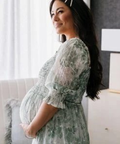 BB Custom Dresses Bailey Eyelet Maxi Dress | Sage