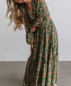 FT Bria Maxi Dress | Green Floral Dresses