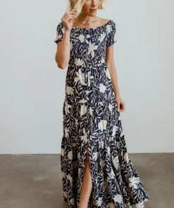 Soi Becca Smocked Maxi Dress | Navy Dresses