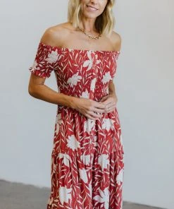 Soi Becca Smocked Maxi Dress | Rust
