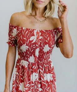 Soi Becca Smocked Maxi Dress | Rust